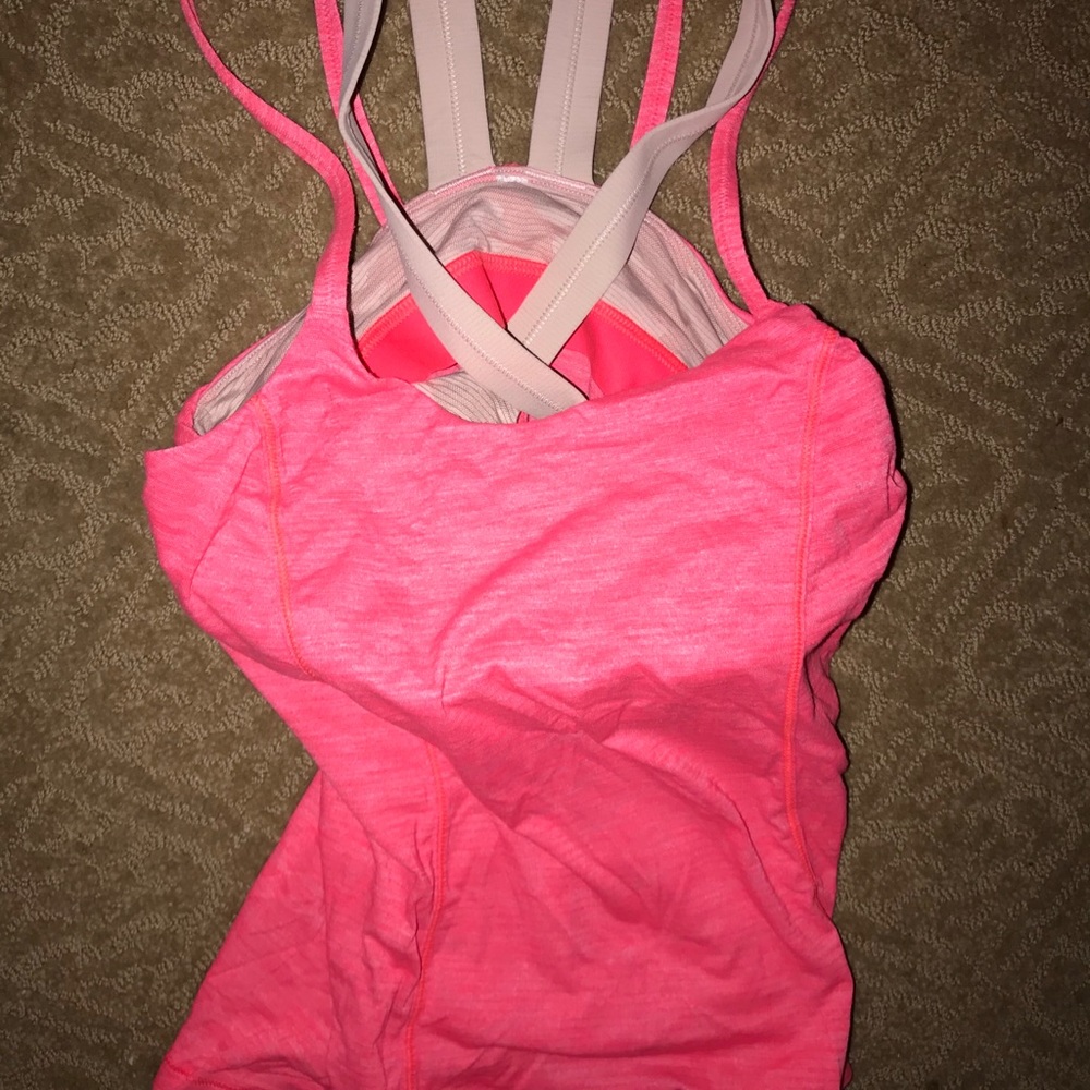 Strappy pink lululemon tank, size 8